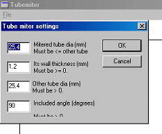 Screen shot from tube mitering software
