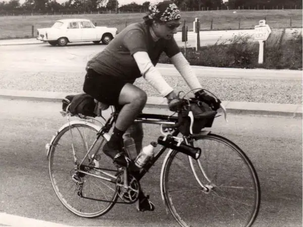 Harriet Fell riding PBP in 1975