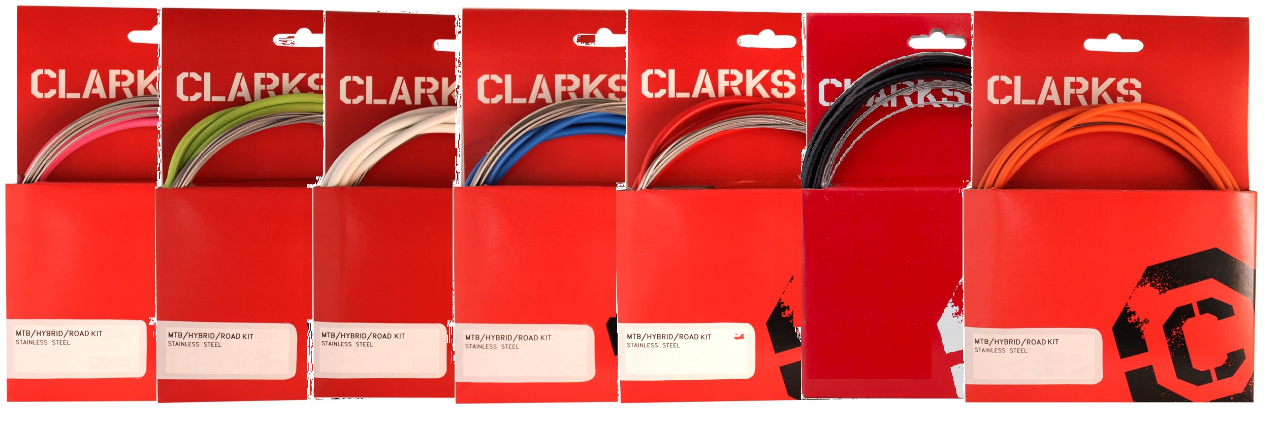 Silver/Red 305 cm Clarks Tandem Rear Brake Cable