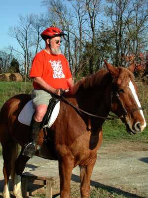 Sheldon on horseback -- briefly