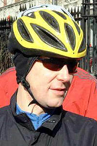 Thin-shell helmet (The helmet wearer is Tom Revay, an avid Boston-area commuter and recreational cyclist.)