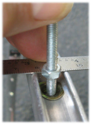 Measuring recess depth using bolt and nut