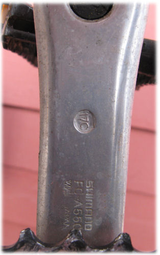 length marking on back of crank