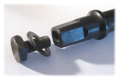 end of bolt-type spindle, with bolt and washer